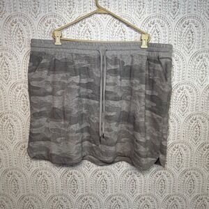 Maurices Womens 3X Gray Camo French Terry Mini Skirt Drawstring Pockets Stretch